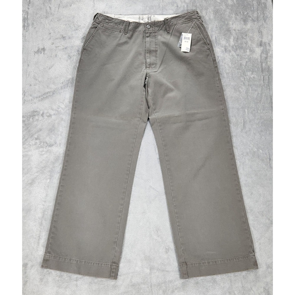 Polo Jeans Company Pants Mens 38x32 Gray‎ Warren Flat Front Chino Cotton Casual